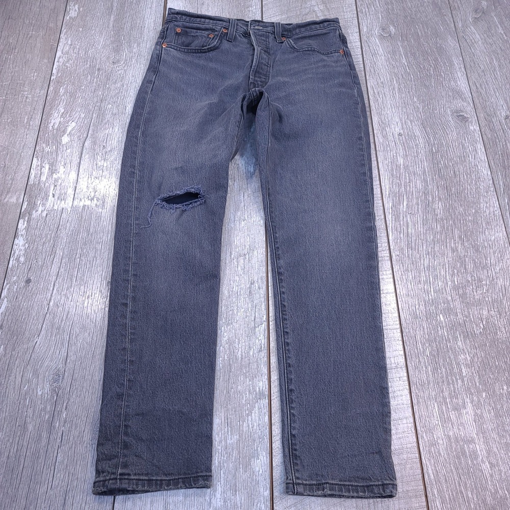 Levi's 501 Skinny Jeans Women 27x28 Black Distressed Faded Denim High Rise Pants